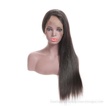 Huashuo High Discounts Unprocessed cuticle aligned Virgin Remy Silky Straight Indian Hair 360 Frontal Lace Wigs For Black Women